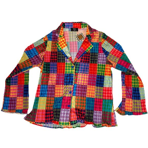 Lala Original Long Sleeve Plissé Set in Fun House Muticolor Medium - Picture 1 of 7